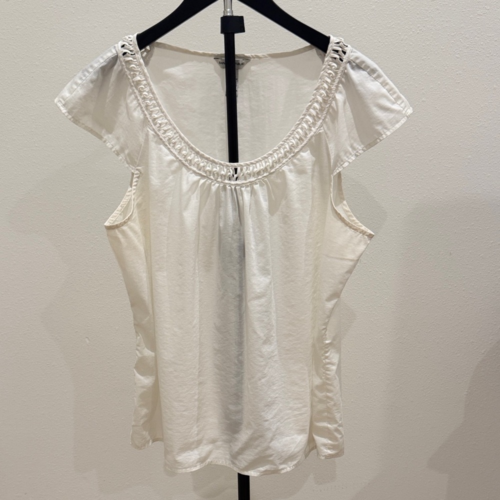 Banana Republic White‎ Braided Scoop Neck Cap Sleeve Camisole